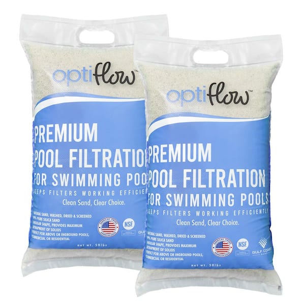 OptiFlow 50 lb. Premium Pool Filtration Angular Sand w/Pure Silica Formula 2-Pack