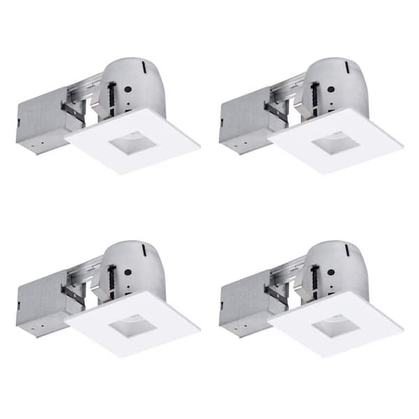 Globe Electric 4 in. Swivel Square Recessed Kit Die-Cast Dimmable (4-Pack)