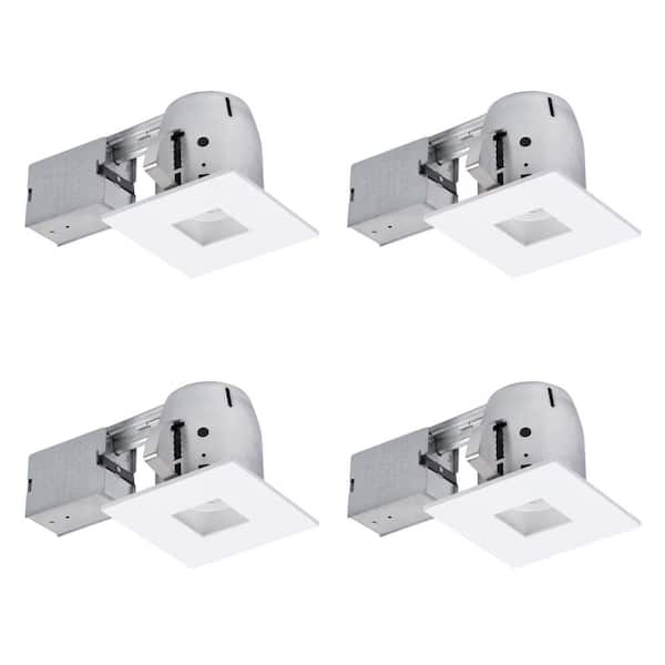 Globe Electric 4 in. Swivel Square Recessed Kit Die-Cast Dimmable (4-Pack)