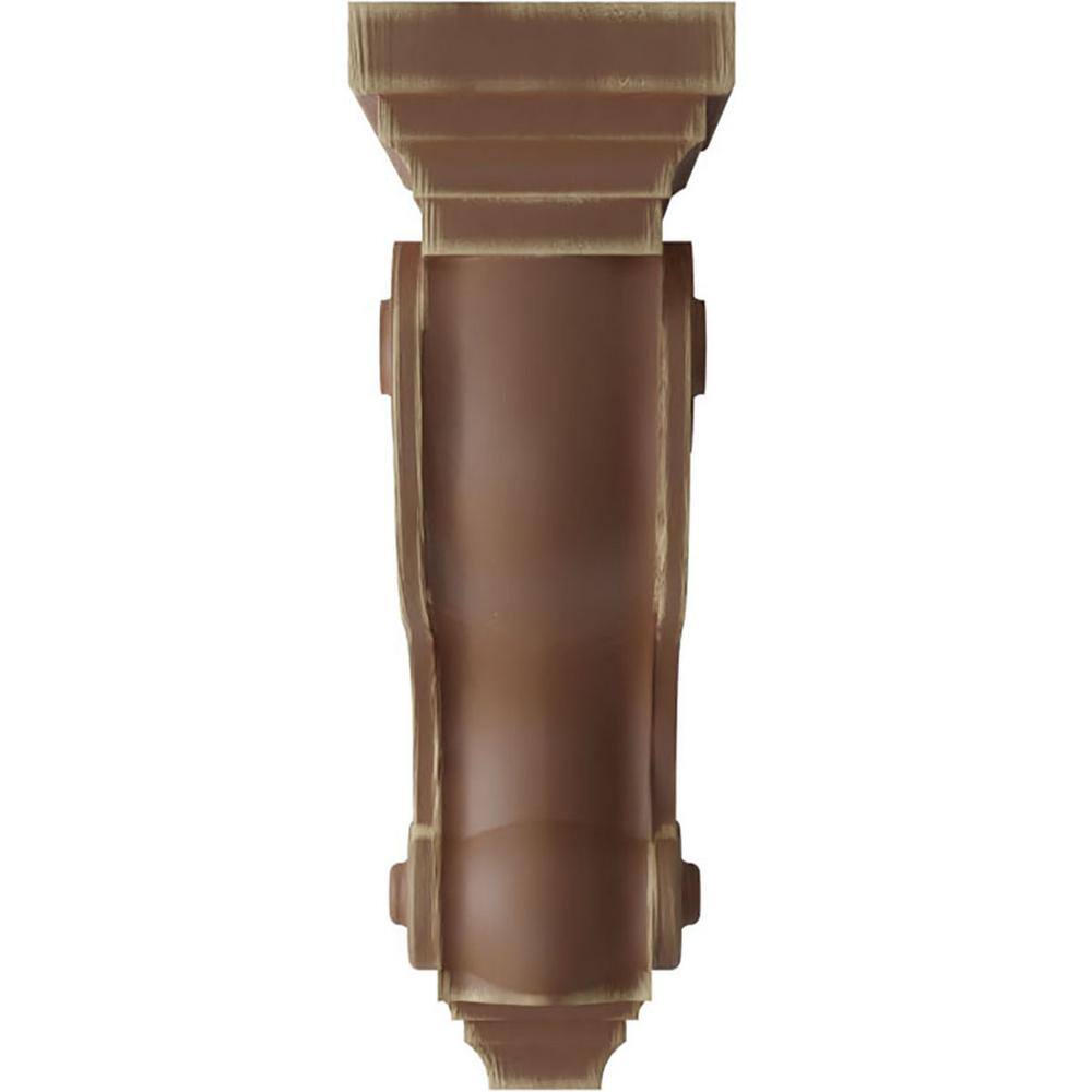 Weathered Brown Vintage Scroll Rubberwood Corbel, 10.5" Height