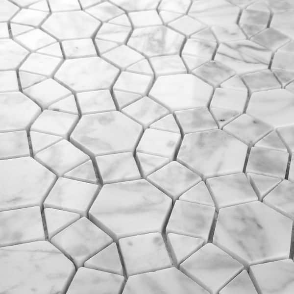 Regency Calacatta White Ring Mosaic 12 in. x 12 in. Marble Decorative Wall Tile (10 sq.ft./Case)