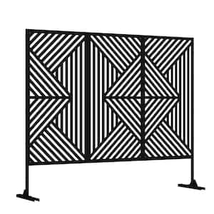 48 in. W x 75 in. H 3-Panel Black Outdoor/Indoor Room Divider Privacy Screen