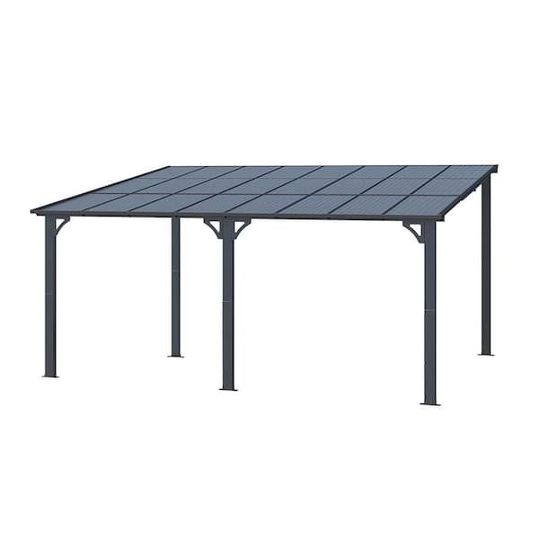 12 ft. x 16 ft. Black Rectangle Gazebo with Hardtop Aluminum Roof