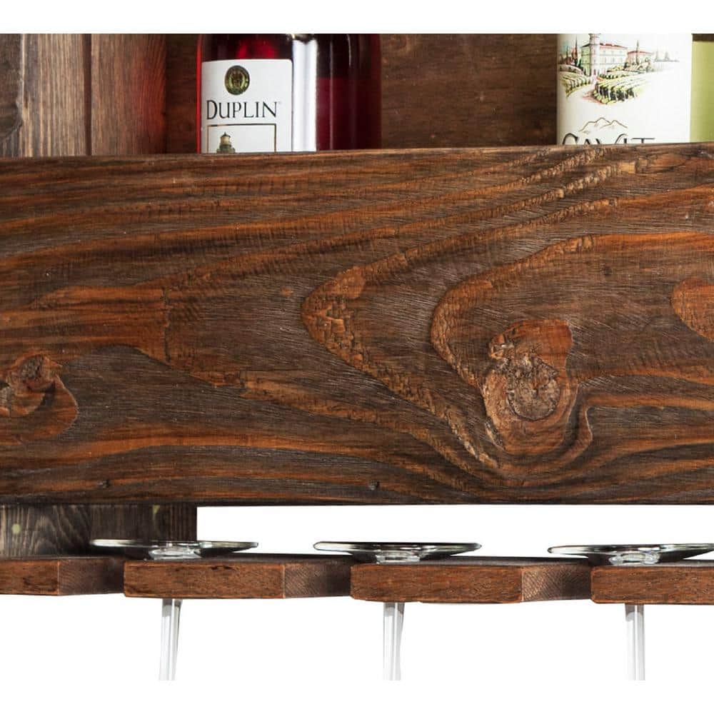 Modesto Rustic Reclaimed Wood Wall Wine Rack with Metal Strap