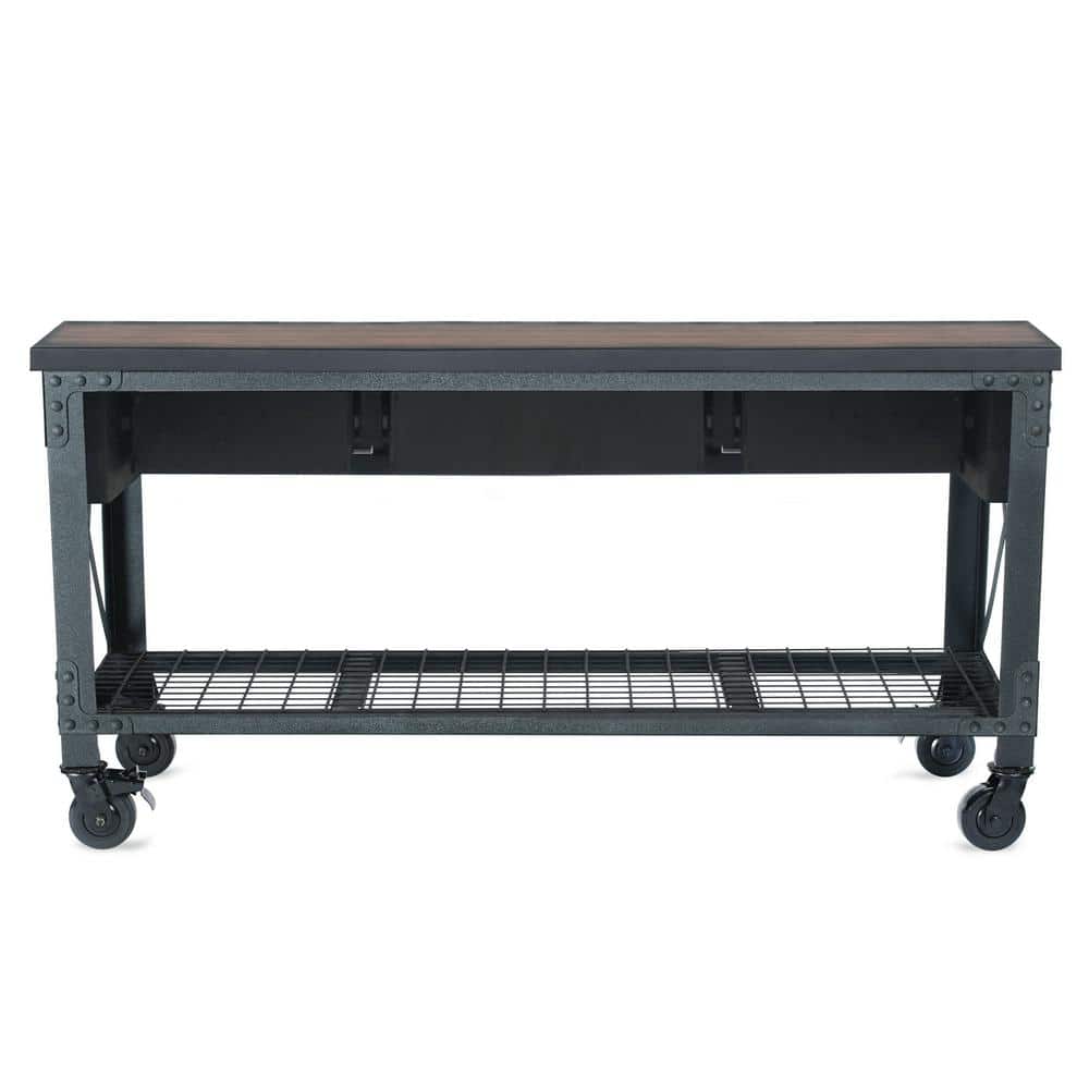 Duramax 72" Black Steel and Wood Rolling Workbench