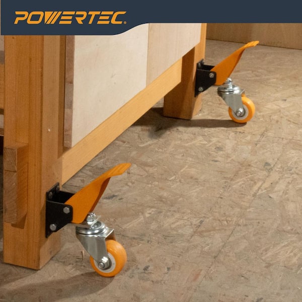 2-1/2 in. Retractable Workbench Caster Wheels, Stepdown Plate Mount Casters, 400 lb. Capacity (4-Pack)