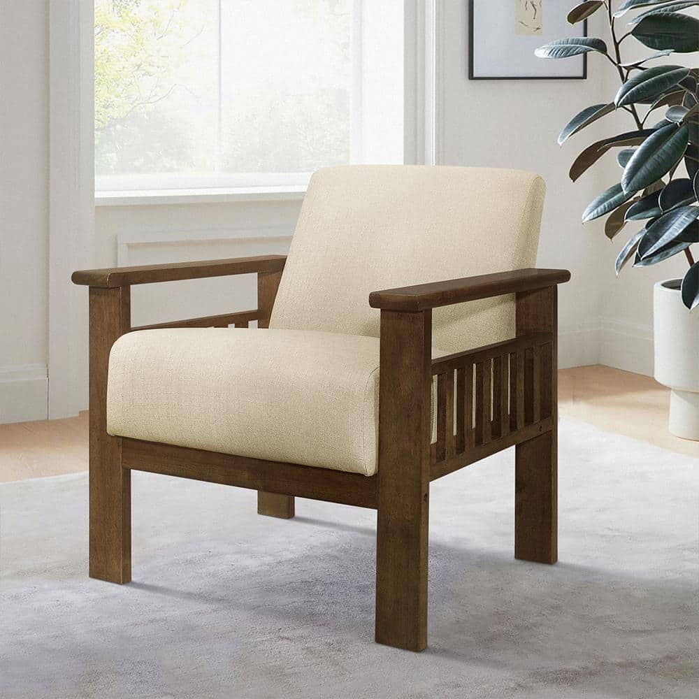Helena Light Brown and Walnut Wood Accent Chair