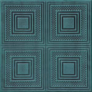 Nested Squares 1.6 ft. x 1.6 ft. Glue Up Foam Ceiling Tile in Antique Green