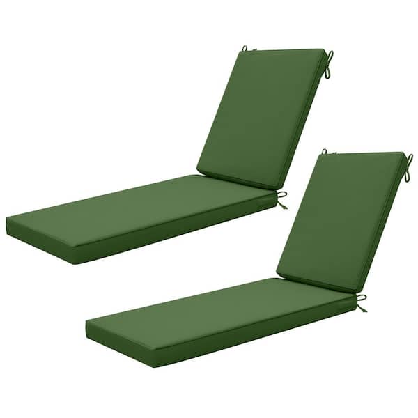 Unbranded 72 in. x 21 in. Waterproof Outdoor Chaise Lounge Cushion for Patio Furniture in Dark Moss Green (Set of 2)