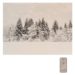 Battery Operated LED Lighted Wall Art - Winter Pines