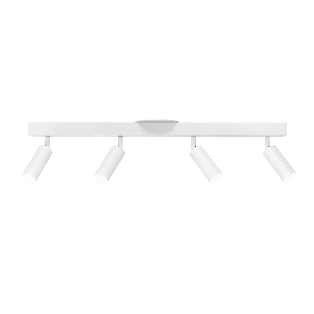 Globe Electric Bianca 28 in. 4-Light Matte White Dimmable LED Integrated Ceiling Track Lighting with Pivoting Cylinder Track Heads