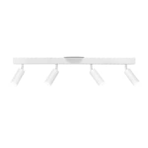 Bianca 28 in. 4-Light Matte White Dimmable LED Integrated Ceiling Track Lighting with Pivoting Cylinder Track Heads