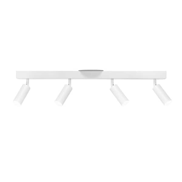 Globe Electric Bianca 28 in. 4-Light Matte White Dimmable LED Integrated Ceiling Track Lighting with Pivoting Cylinder Track Heads