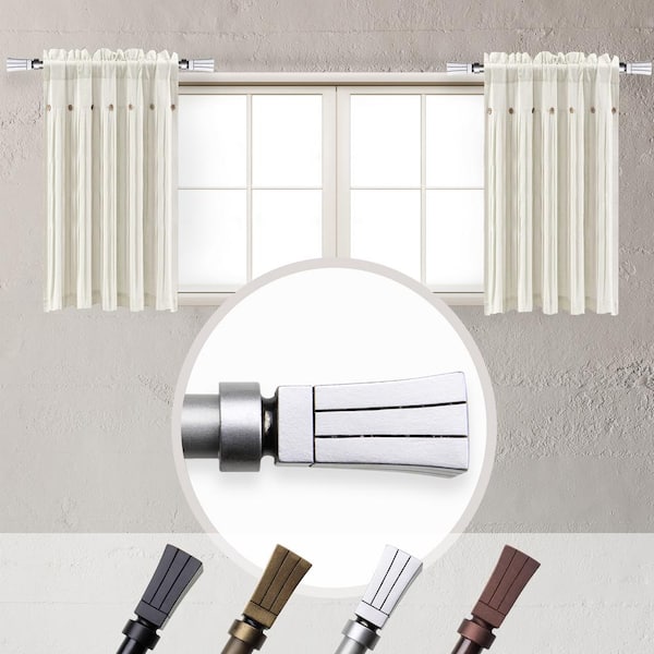 EMOH Zaire 5/8 inch Side Curtain Rod 12-20 inch long (Set of 2) - Satin Nickel
