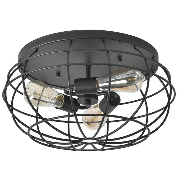 Clihome 16.94 in. 3-Lights Flush Mount Ceiling Light Fixtures Metal Round Ceiling Light for Hallway Farmhouse Entryway