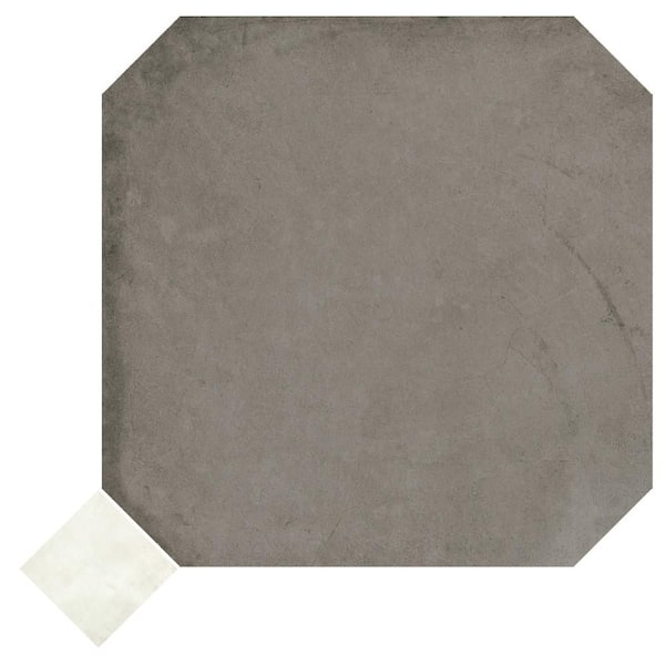 Merola Tile Laverton Octagon Grafito with Taco Nieve 8 in. x 8 in. Porcelain Floor and Wall Take Home Tile Sample