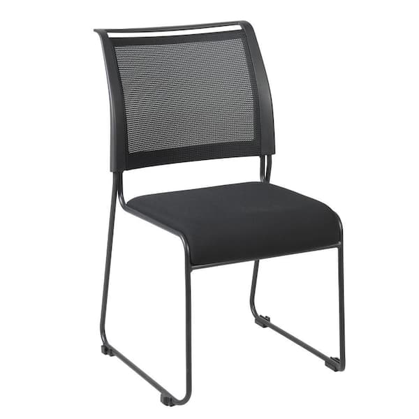 Maxx mesh stacking fabric office chairs in black (6-pack)
