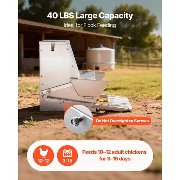 VEVOR Automatic Chicken Feeder, 40 lbs. Capacity, 21 x 17 in