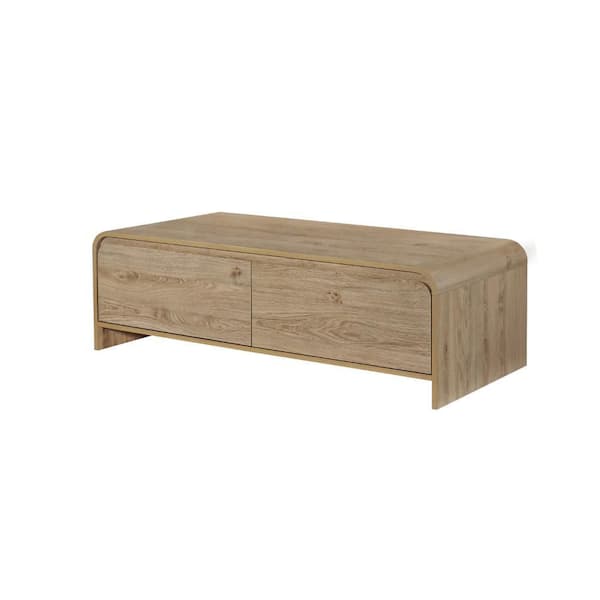 Benjara Maria 23.6 in. Natural Beige Rectangle Wood Coffee Table with Includes Storage Space