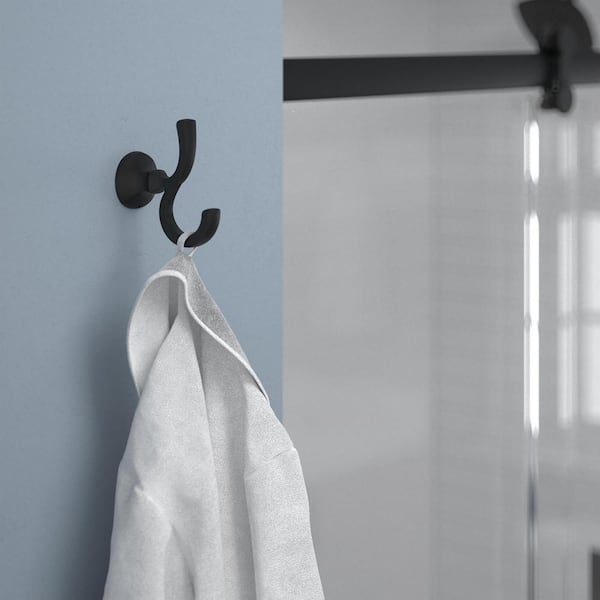 Ashlyn Double Towel Hook Bath Hardware Accessory in Matte Black