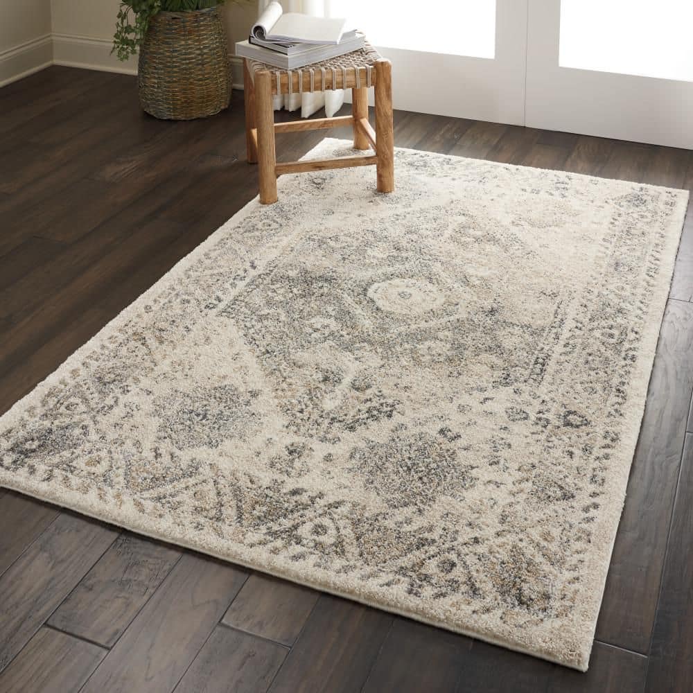 Handmade Abstract Gray 4' x 6' Synthetic Stain-Resistant Rug