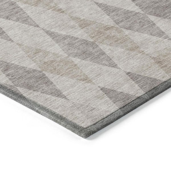 Beige Taupe and Brown 2 ft. x 3 ft. Woven Geometric Rectangle Indoor/Outdoor Area Rug