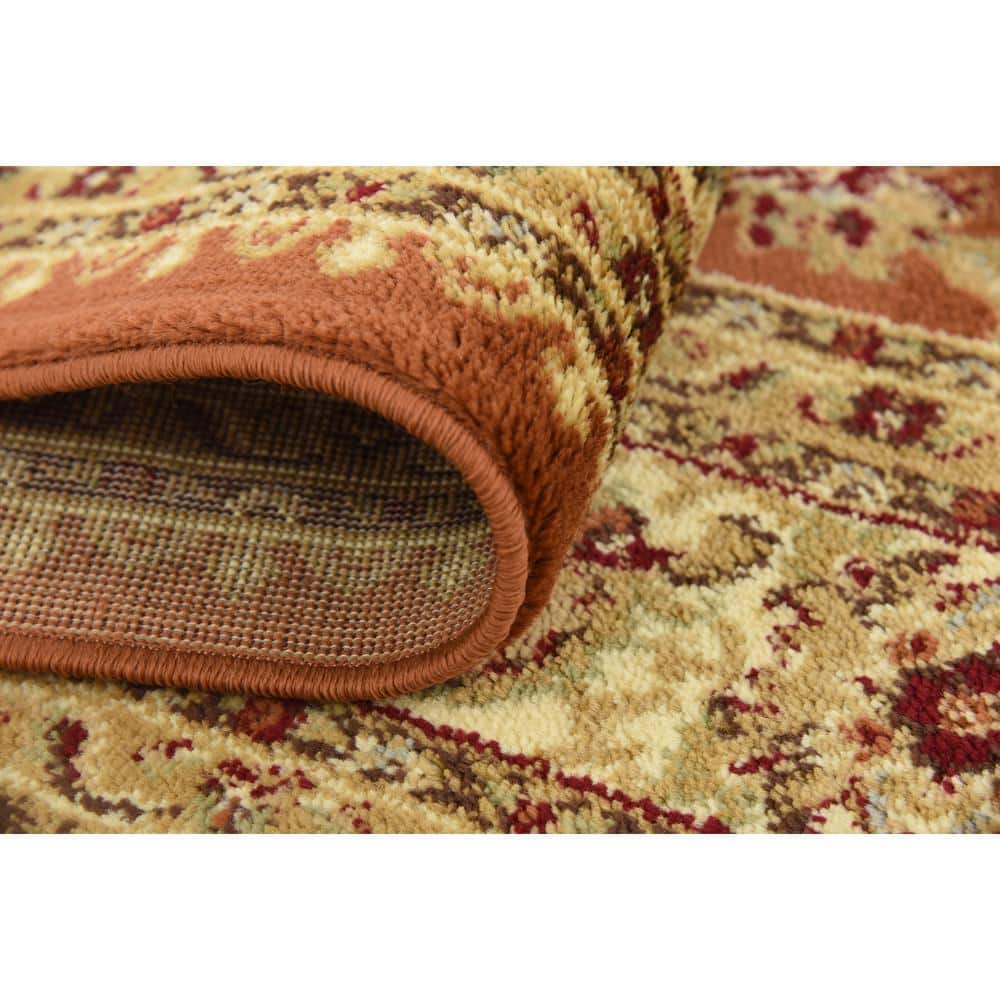 Terracotta & Ivory Easy-Care Rectangular Synthetic Rug