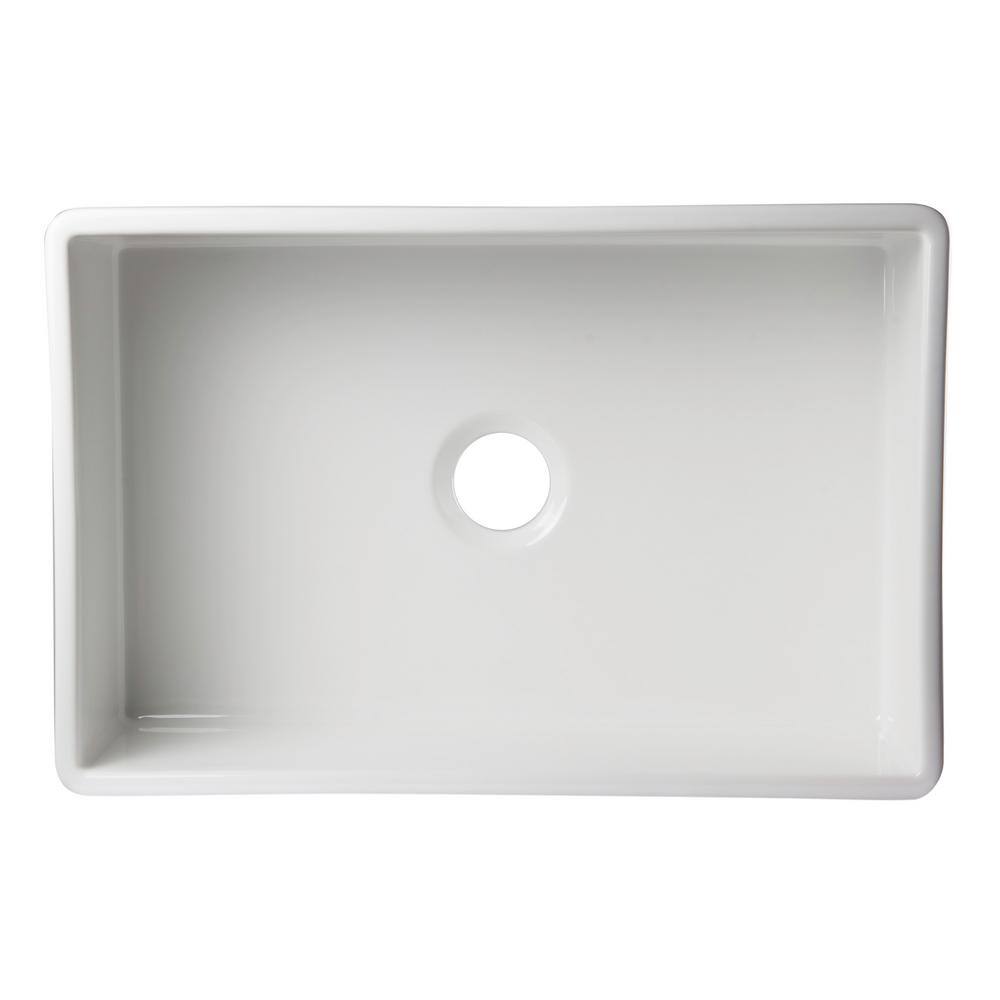 White Fireclay Farmhouse Drop-in Single Bowl Sink