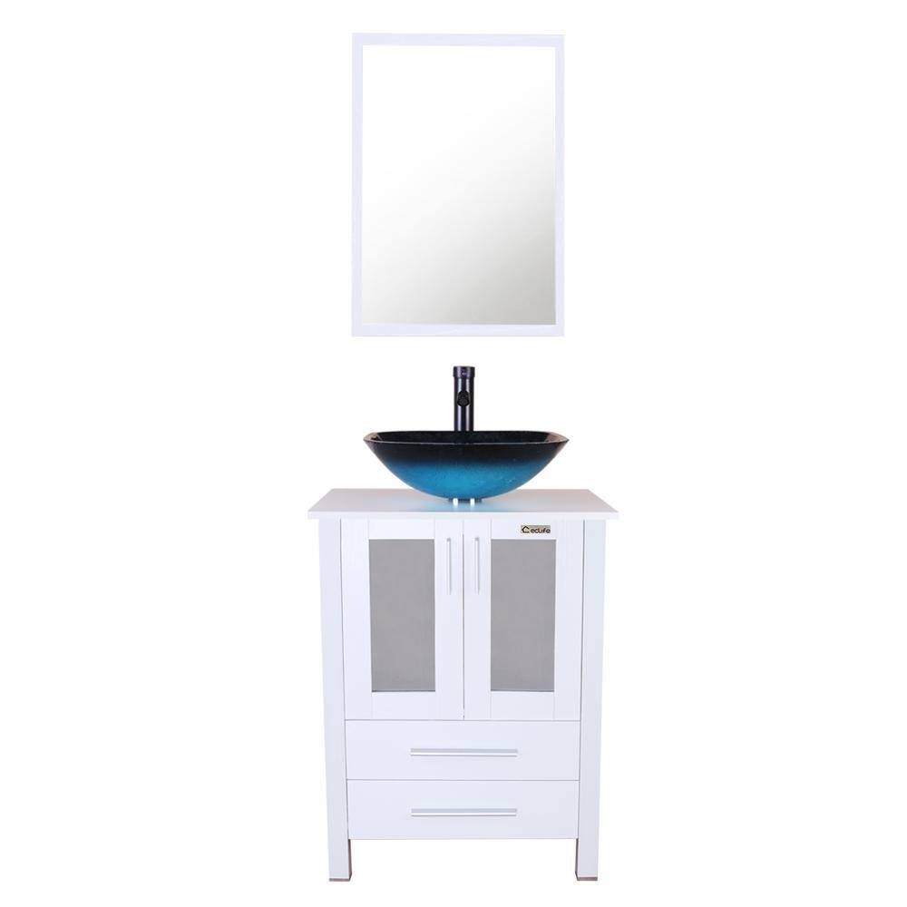 eclife 24 in. W x 20 in. D x 32 in. H Single Sink Bath Vanity in White