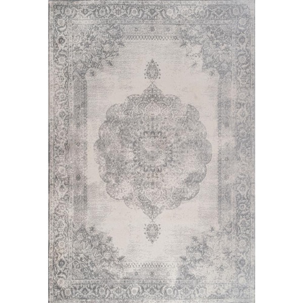 Rosalia Cottage Medallion Gray/Ivory 3 ft. x 5 ft. Area Rug