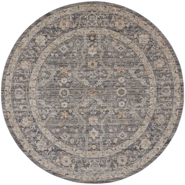 Nourison Nyle Slate Multicolor 8 ft. x 8 ft. Vintage Persian Round Area Rug