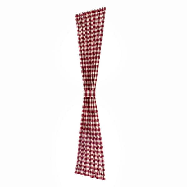 ACHIM Buffalo Check 25 in. W x 72 in. L Polyester/Cotton Light Filtering Door Panel and Tieback in Burgundy