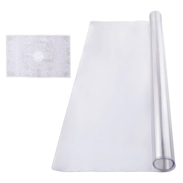 Plastic Table Cover, PVC Desk Mat, Easy Cleaning Desk Pad Tablecloth, 54 x 54 In. 1.5 mm Thick Clear Table Protector