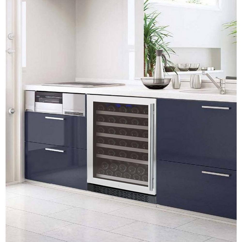 Allavino 56 Bottle Stainless Steel Wine Refrigerator with Interior Lighting