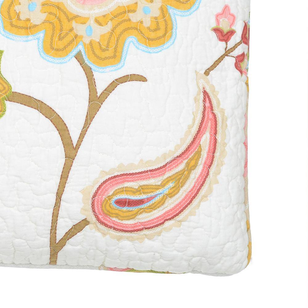 Ashbury Spring Multicolor Floral Quilted Decorative Pillow 12x24