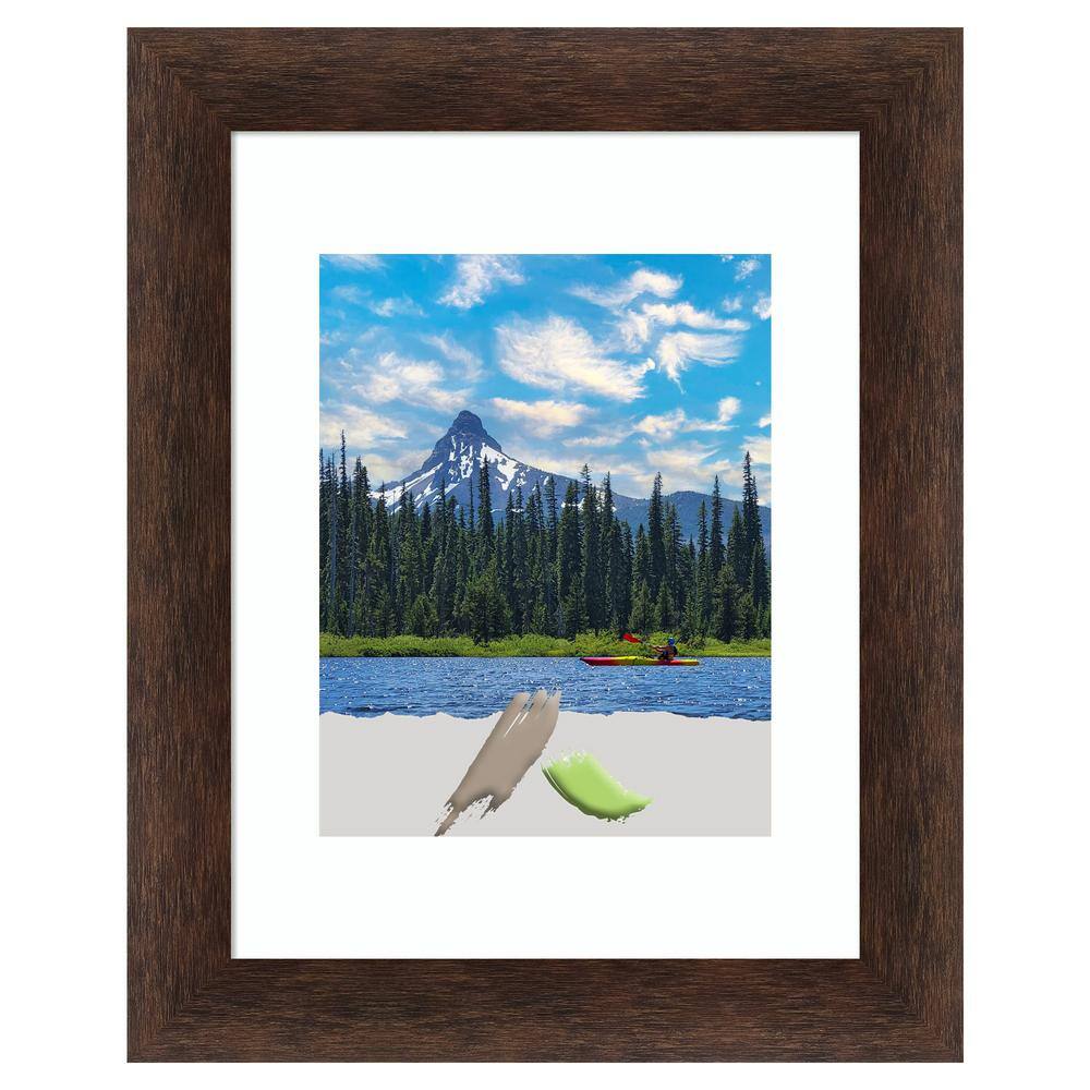 Warm Walnut Narrow Wood Picture Frame with White Mat