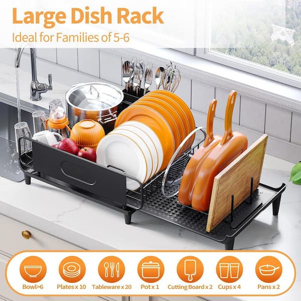 Wudkey Expandable Kitchen Dish Rack with Multifunctional