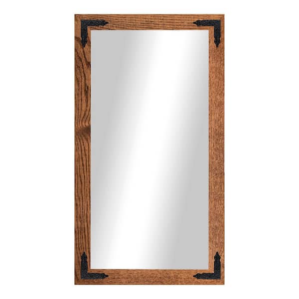 Rayne Mirrors (33 in. W x 24 in. H) Honey Hardwood Rectangle Mirror with Decorative Corner Bracket