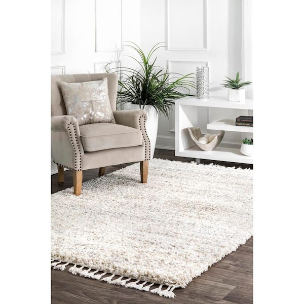 Contemporary Brooke Shag Ivory 4 ft. x 6 ft. Area Rug