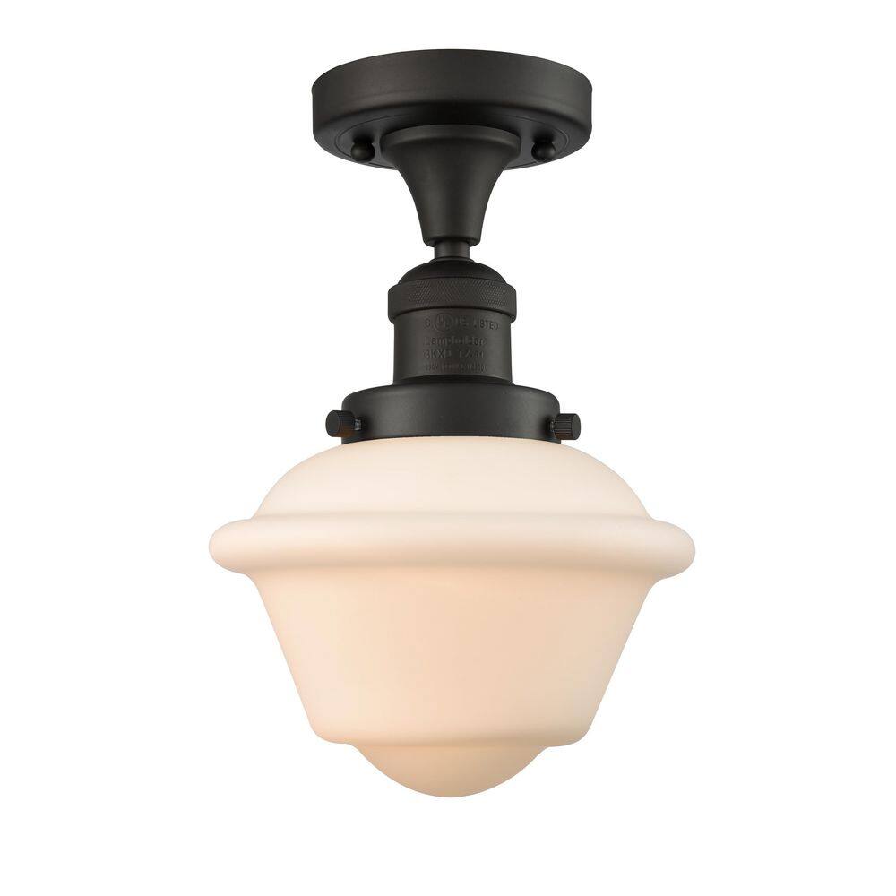 Oxford 7.5 in. 1-Light Oil Rubbed Bronze Traditional Semi-Flush Mount with Frosted Glass Shade price history on PriceWatchPro