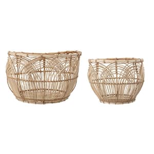 Decorative Beige Rattan Baskets (Set of 2)