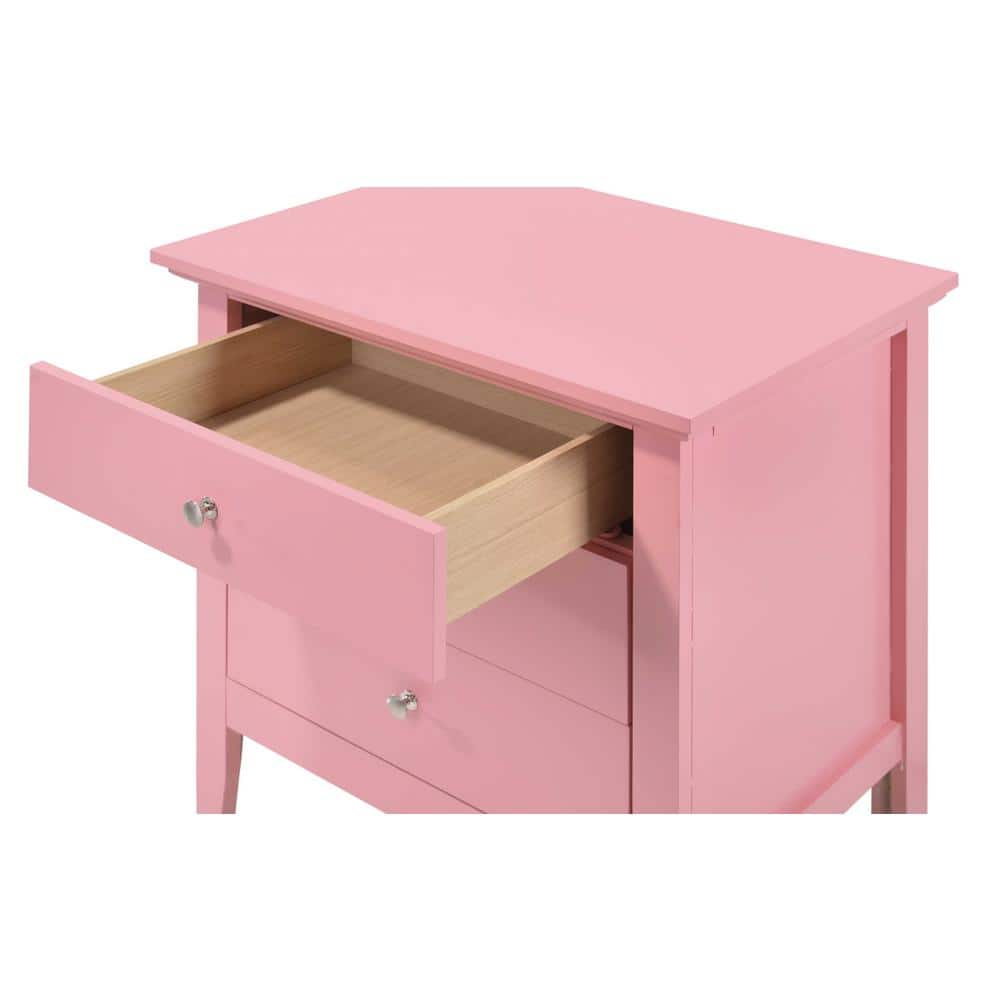 Hammond Pink 3-Drawer Solid Wood Nightstand