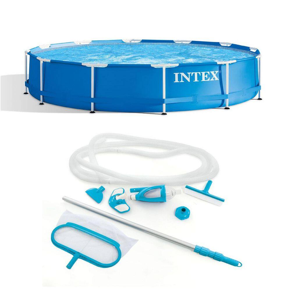 Intex 12 Ft X 30 In Above Ground Swimming Pool And Pool Maintenance Kit