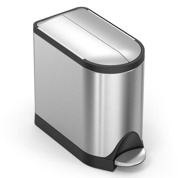 simplehuman 4.5 l (1.2 Gal.) Fingerprint-Proof Matte Black Steel Round  Step-On Trash Can CW2091 - The Home Depot