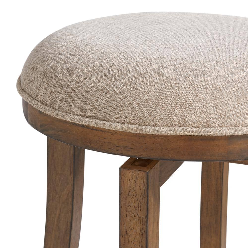 Ellie 21" Brown Rubberwood Linen Swivel Counter Stool