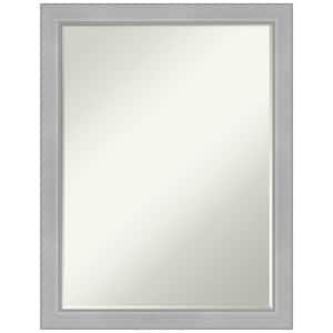 Vista Brushed Nickel Narrow 20.5 in. x 26.5 in. Petite Bevel Modern Rectangle Framed Wall Mirror in Silver