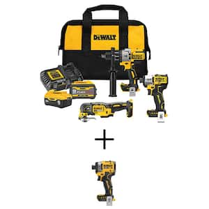 20V Lithium-Ion Cordless 3-Tool Combo Kit and Cordless Impact Driver with FLEXVOLT 9 Ah & 20V 6 Ah Batteries and Charger