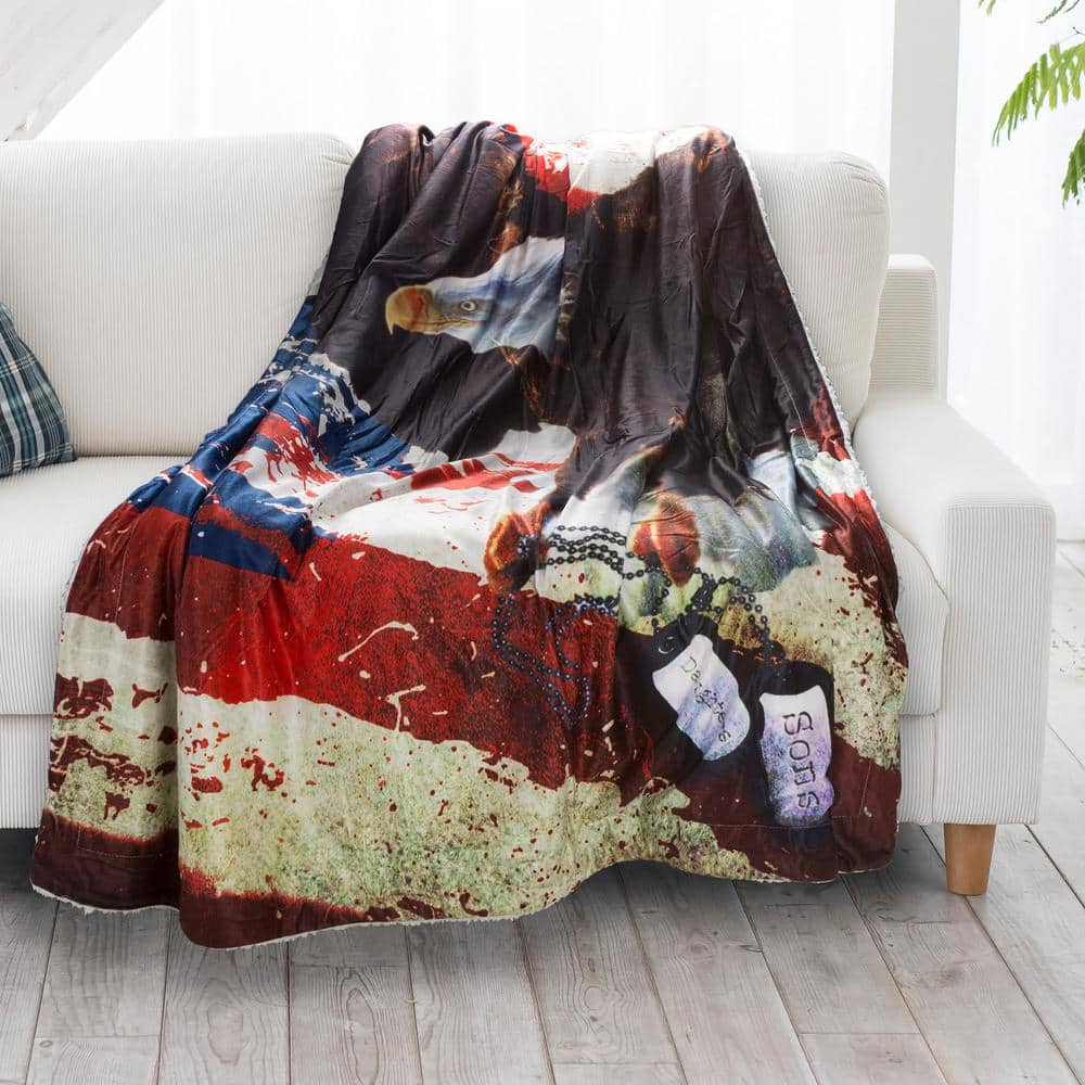 : DOME-SPACE Flannel Fleece Blanket for Couch 49 x 79 USA Flag  American Patriotic Eagle Independence Day Theme Soft Microfiber Cozy  Lightweight Printed All Season Bed Throw Blanket : Home & Kitchen