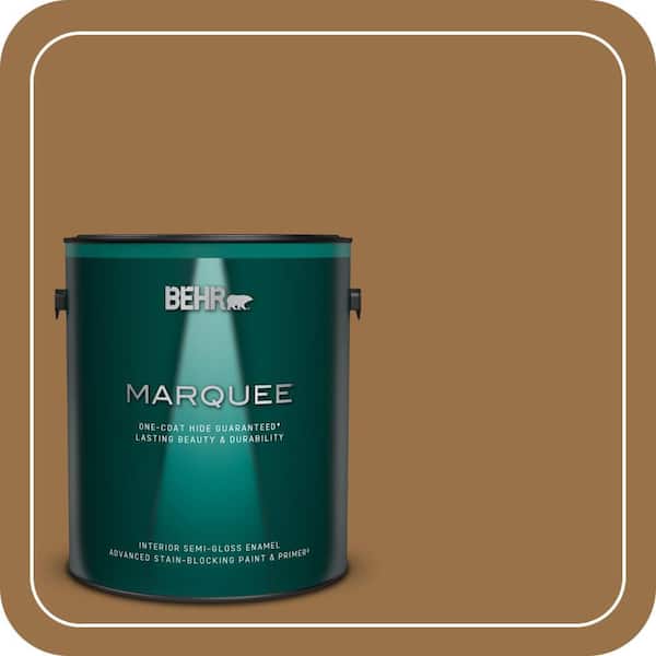 BEHR MARQUEE 1 gal. #PPU4-17 Olympic Bronze Semi-Gloss Enamel Interior Paint & Primer