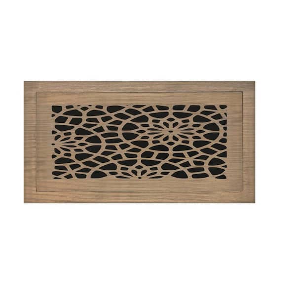 STELLAR Hardwood Floor Register, Duct Opening 6X12 (Overall 9x15) - Floral Design